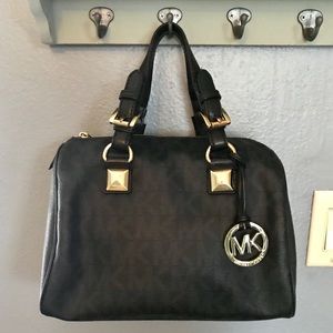 Michael Kors black saffiano leather satchel